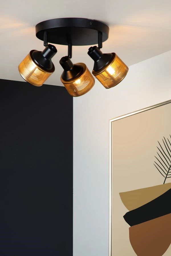 Lucide RAFA - Deckenstrahler - Ø 35 cm - 3xE14 - Schwarz - Atmosphäre 2
